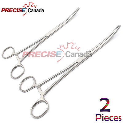 #ad New Set of 2 Pcs 8quot; amp; 12quot; Curved Hemostat Forceps Locking Clamps Stainless Steel $13.15