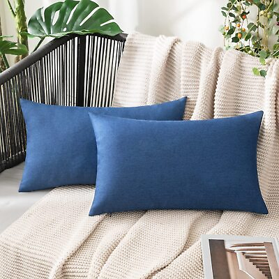 #ad MIULEE Pack of 2 Decorative Outdoor Solid Waterproof Throw Pillow Covers Poly... $22.49