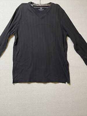 #ad Covington Long Sleeve V Neck Dress Shirt Mens Large 42 44 Black Inner Shirt $5.99
