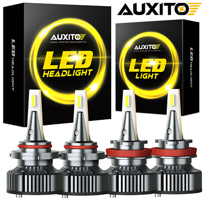 #ad 4x AUXITO 9005 H11 LED Combo Headlight Bulbs High Low Beam Kit Extremely White $83.99