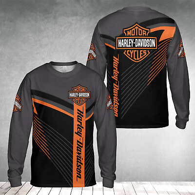 #ad #ad Persionalized Harley Davidson Black Grey Long Sleeve Limited Edition 3D S 5XL $30.90
