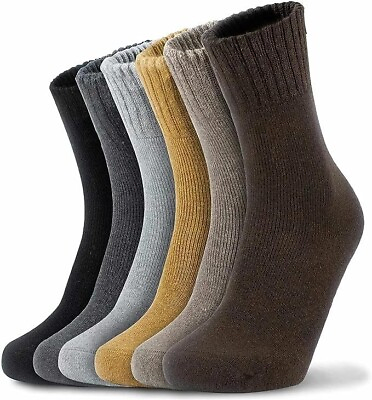 #ad 6 Pairs Mens Merino Lambs Wool Boots Winter Heavy Duty Thermal Warm Socks 10 13 $21.99