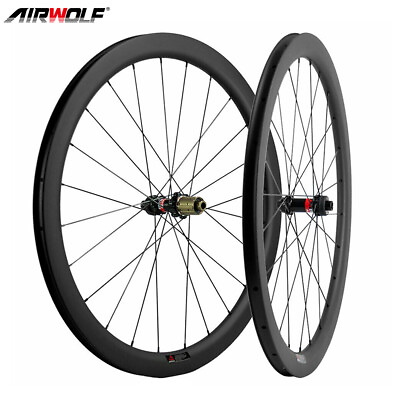 #ad US Stock 50mm 700C Road Bike Carbon Wheelset Bicycle Wheels Disc Brake Tubeless $369.00