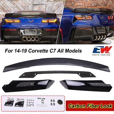 #ad Z06 Stage 3 Rear Trunk Lid Spoiler For 2014 2019 Corvette C7 Carbon Fiber Look $179.99