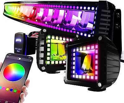 #ad RGB Light Bars with RGB 2x Light pods Multiple Shapes amp; Sizes $235.00