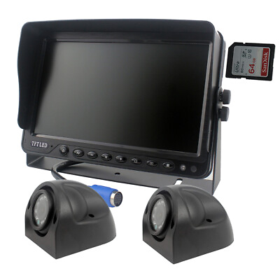 #ad 2 x Side Camera with 9quot; DVR Monitor Left amp; Right Blind Spot Heavy Duty Caravan AU $446.88