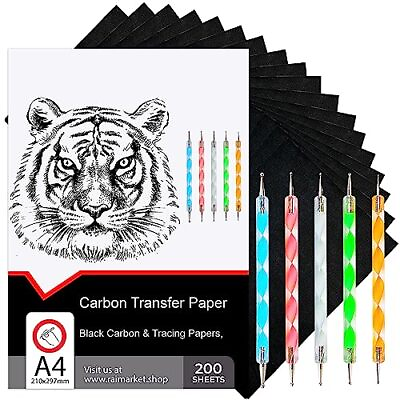 #ad Raimarket 200 Sheets Black Carbon Paper for Tracing On Fabric Carbon Paper ... $19.33