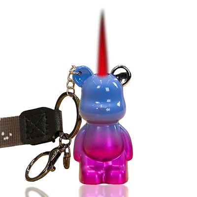 #ad Gradient Color Cute Bear Torch Lighter with Keychain Windproof Butane Refillable $18.00