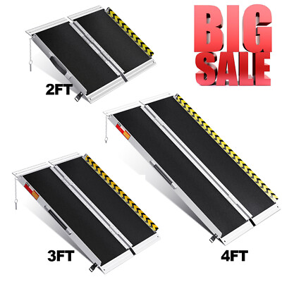 #ad 2ft 3ft 4ft AluminumFolding Wheelchair Scooter Mobility Ramp Portable 600 LB $50.00