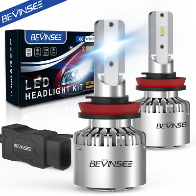 #ad Bevinsee 2x H9 H11 LED Headlight Bulbs for Chevy Malibu 04 12 High Low Beam Lamp $20.99