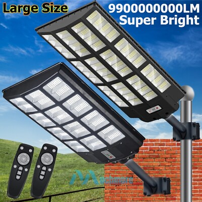 #ad Commercial 2000W LED Solar Street Light IP67 Dusk to Dawn Parking Lot LightPole $74.67