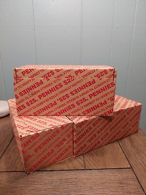 #ad 1 Sealed Bank Boxes Of 50 Rolls of Pennies In Ea Box $25 FV Unopened Unsearched $39.95