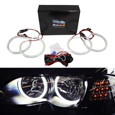 #ad Halogen Headlight White LED Angel Eyes Halo Rings For BMW E46 3 Series w Non HID $45.89
