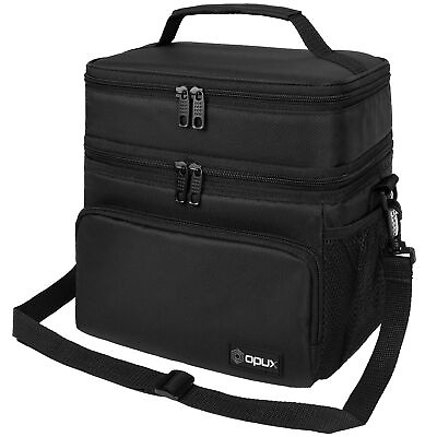 #ad Double Deck Lunch Bag Dual Compartment for Women Men Work Office Insulated Box $17.99