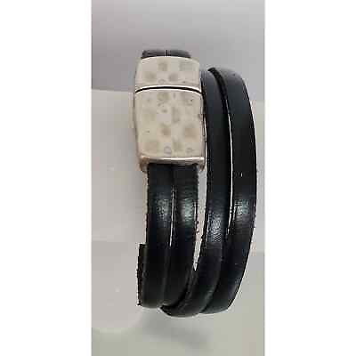 #ad Double Wrap Black Leather Bracelet $9.00