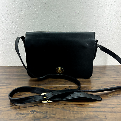 #ad Jack Georges Crossbody Handbag Black Leather Turnlock Flap Small Bag $24.88