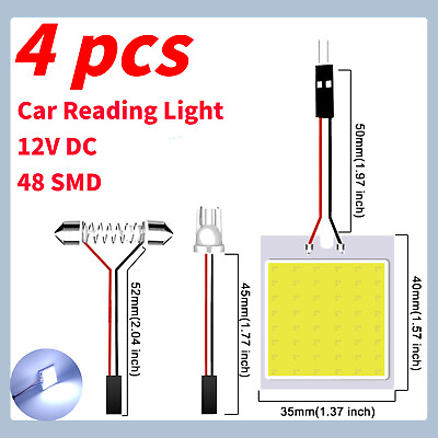 #ad 4x Car LED Light 48SMD T10 BA9S White Interior Map Bulbs Panel Festoon Dome 2W $9.12