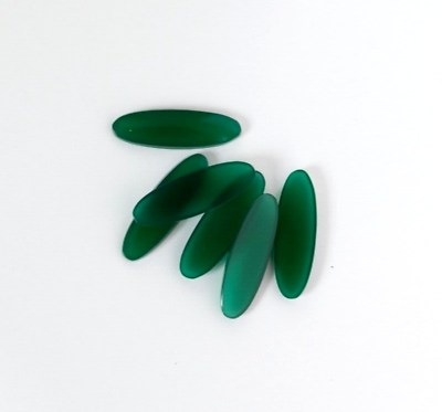 #ad 6 Natural Green Onyx 25x8mm LONG OVAL Shape Both Sides Flat SMOOTH Gemstones $18.95