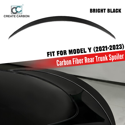 #ad #ad For 2021 2023 Tesla Model Y Rear Trunk Lip Spoiler Wing Gloss Carbon Fiber $268.99