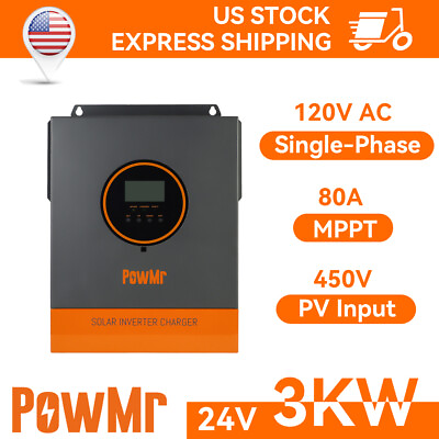#ad 3000W 24V Solar Hybrid Inverter All In One 110V 80A MPPT Solar Charge Controller $419.99
