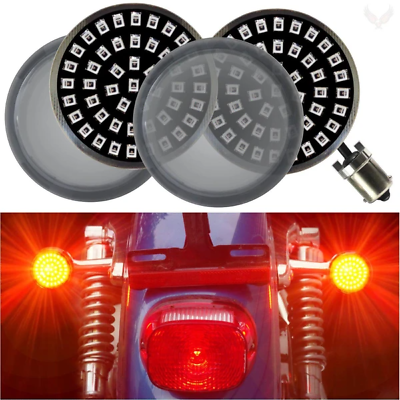 #ad Eagle Lights 2quot; LED Red Rear 1156 Turn Signals amp; Smoked Lenses Harley XL Softail $99.99