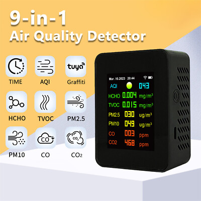 #ad #ad 9 In 1 Portable CO2 Meter Air Quality Monitor TVOC HCHO Carbon Dioxide Detector $47.99