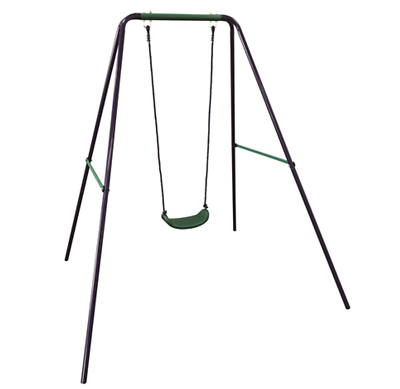 #ad Outdoor Kids Swing Set Heavy Duty Iron Swing Seat w Ground Stakes Green Blue New $36.94