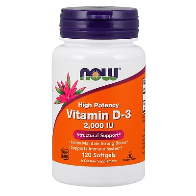 #ad NOW Foods Vitamin D 3 2000 IU 120 Softgels $7.19