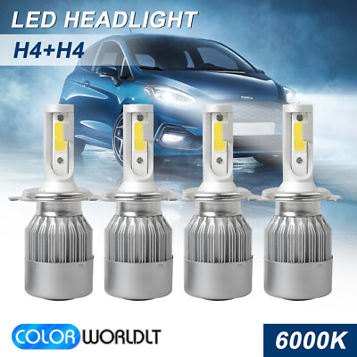 #ad 4PCS H4 HB2 9003 COB LED Headlight Bulbs High Low Beam 100W 20000LM 6000K White $19.99