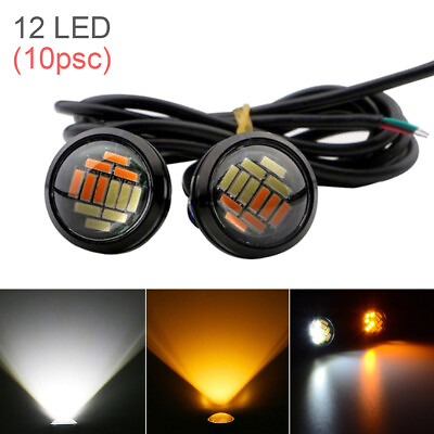 #ad 10x Dual Color White Yellow Eagle Eye Light 23mm 4014 12SMD DRL Spot Signal Bulb $11.66
