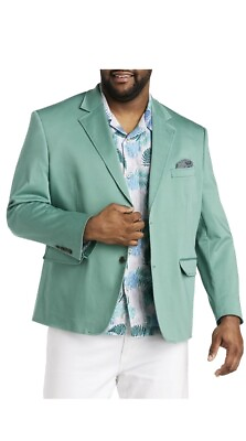 #ad NEW 3xl Big Men Oak Hill Cotton Sport Coat Green Spring Summer $127.91