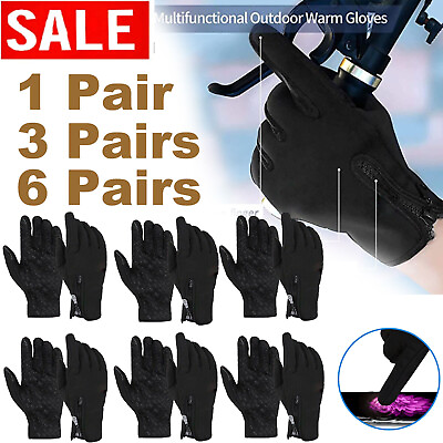 #ad 6 Pairs Winter Thermal Touch Screen Warm Gloves Windproof Waterproof Mittens USA $22.68