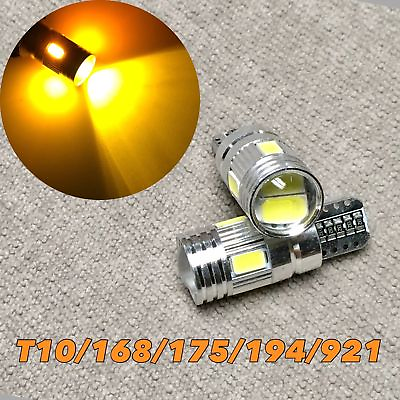 #ad Canbus T10 6 LED Amber Bulb Reverse Backup Light W5W 168 194 2825 12961 W1 J $13.95
