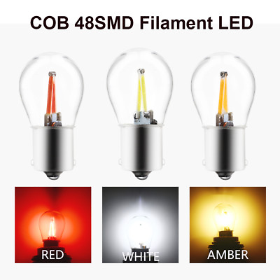 #ad 2Pcs 12V 1156 BA15S 1157 BAY15D COB 48SMD Filament LED Turn Signal Light Bulbs $9.89