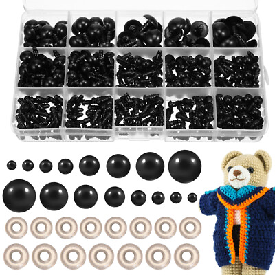 #ad 1 Box Safety Eyes Plastic Black Safety Eyes DIY Bear Craft Dolls Eyes with $12.83