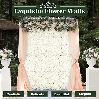 #ad 20Pcs White 60*40cm Artificial Hydrangea Flower Wall Panels Wedding Party Decor $108.30