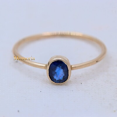 #ad 9k Yellow Gold Natural Blue Sapphire Gemstone Oval Shaped Healing Ring $220.00