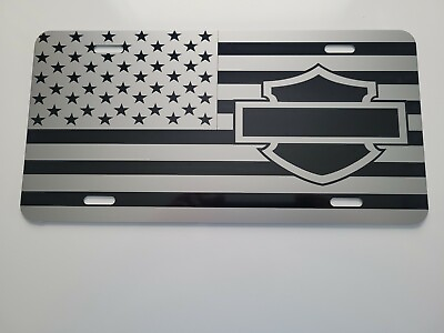 #ad Harley Davidson Bar amp; Shield amp; American Flag aluminum license plate $14.00