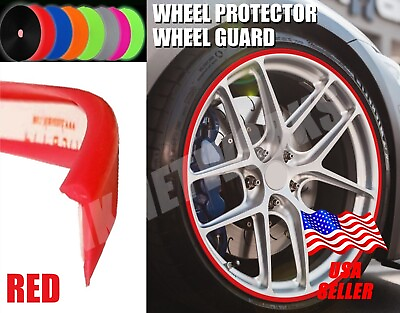 #ad Wheel Rim Edge Guard Protector Universal Fit Silicone 2 Edge Type 4 Pcs Red $49.99