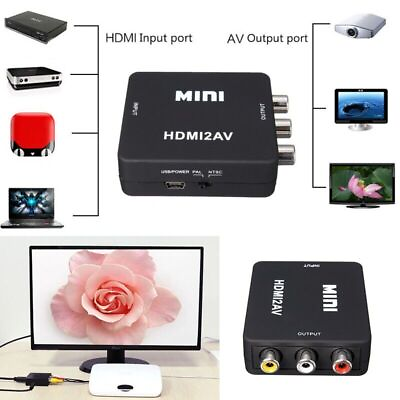 #ad NEW HDMI To RCA AV Adapter Converter Cable CVBS 3RCA 1080P Composite Video Audio $5.15