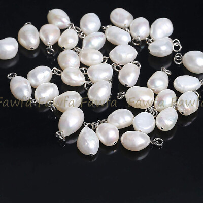 #ad 7 10mm Wholesale Natural White Freshwater Baroque Pearl Pendants Jewelry Making $10.79