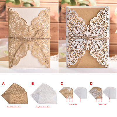#ad 10x Wedding Invitation Carved Lace Wedding Party Invitations Cards Elegant Cards $11.87
