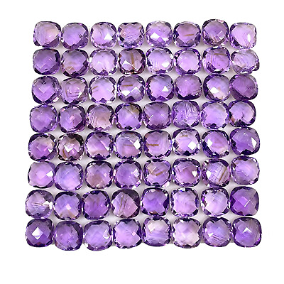 #ad Natural Amethyst Cushion Checker Cut 30 Pcs 10mm Loose Untreated Gemstones Lot $32.50