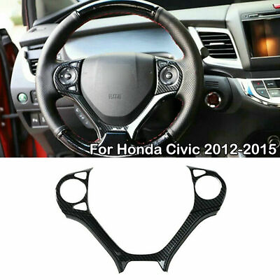 #ad Carbon Fiber Steering Wheel Trim Frame Panel Cover For Honda Civic 2012 2015 $18.38