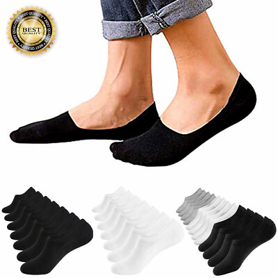3 12 Pairs Mens No Show Invisible Nonslip Loafer Solid Boat Cotton Low Cut Socks $5.99