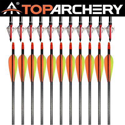 #ad 30quot; Archery Carbon Arrows Spine400 Field Points amp; OR 100Grain Hunting Broadheads $24.43