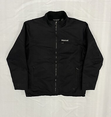 #ad Marmot Jacket Extra Large Black Gray Mens Fleece Lining Full Zip Embroidered $24.99