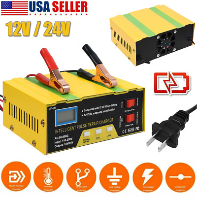 Automatic Smart Pulse Car Battery Charger Repair Starter for Truck 12V 24V 10A $28.99