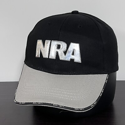 #ad #ad NRA Hat Cap Adjustable Black Gray Silver Logo National Rifle Association $11.99