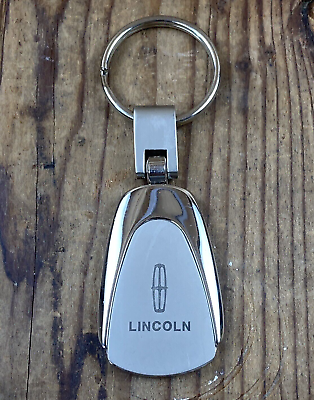 #ad Lincoln Heavy Metal Brushed amp; Chrome Finish Teardrop Engraved Logo Keychain $6.27